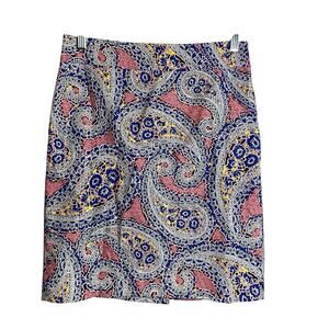 J Crew Women's Paisley No. 2 Pencil Skirt Size 2 Preppy Old Money Brunch Coastal